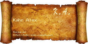Kahr Alex névjegykártya